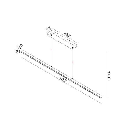 Lucide 23461/34/30 – Suspension filaire LED à intensité variable SIGMA LED/34W/230V Noir