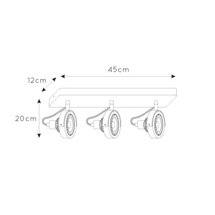 Lucide 31931/36/31 – Dimbare LED Spots TALA 3×GU10/12W/230V Wit
