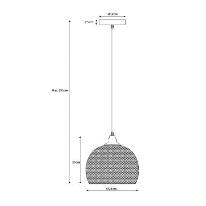 Lucide 43404/22/30 - Hanglamp MESH 1xE27/60W/230V 22 cm