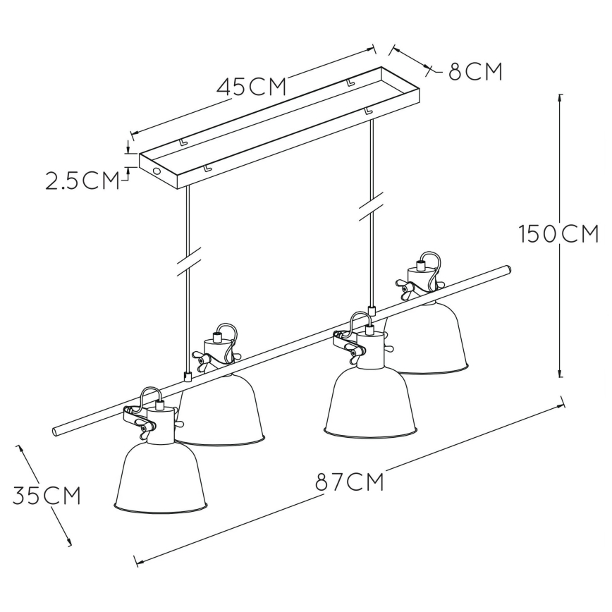 Lucide 45380/04/30 - Suspension filaire PIA 4xE27/60W/230V