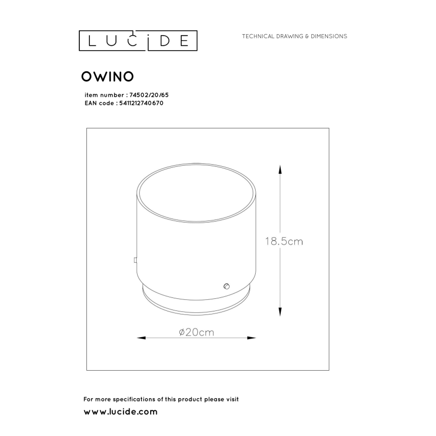 Lucide 74502/20/65 - Lampe de table LED OWINO 1xGU10/5W/230V
