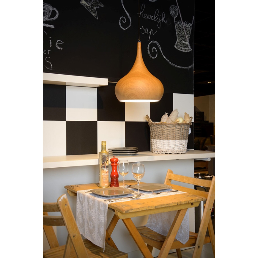 Zonnig vlees Brandewijn Lucide 76359/01/72 - Hanglamp WOODY 1xE27/60W/230V 29 cm | Lumimania