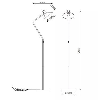 Lucide - Dimbare vloerlamp PEPIJN 1x E14 / 40W / 230V