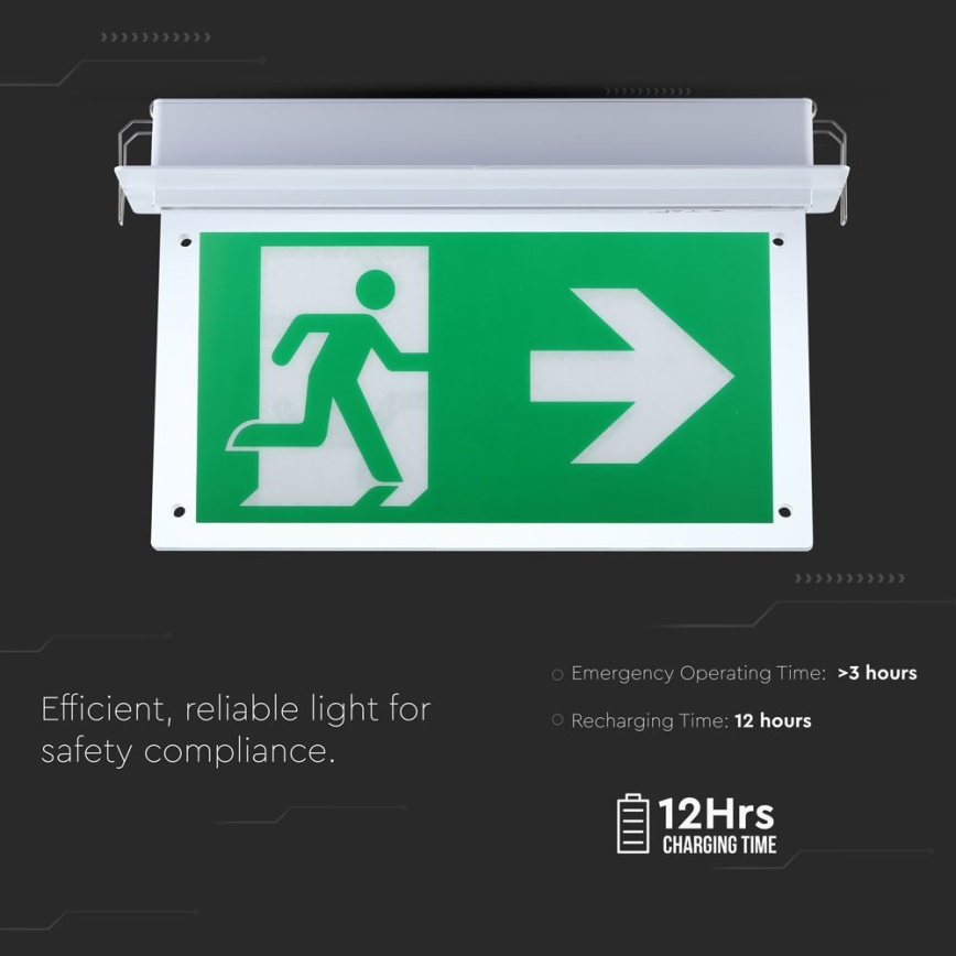 Lumière d'urgence EMERGENCY EXIT SAMSUNG CHIP LED/2W/230V 6000K