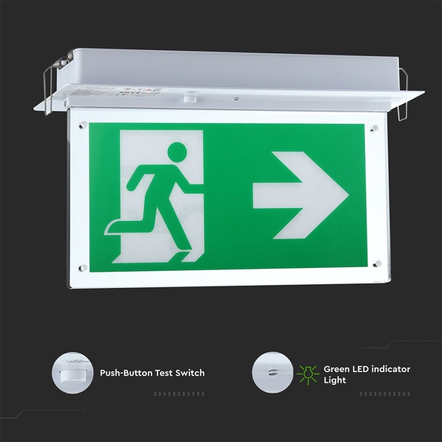 Lumière d'urgence EMERGENCY EXIT SAMSUNG CHIP LED/2W/230V 6000K