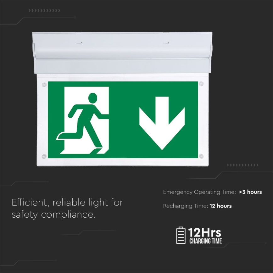 Lumière d'urgence EMERGENCY EXIT SAMSUNG CHIP LED/2W/230V 6000K