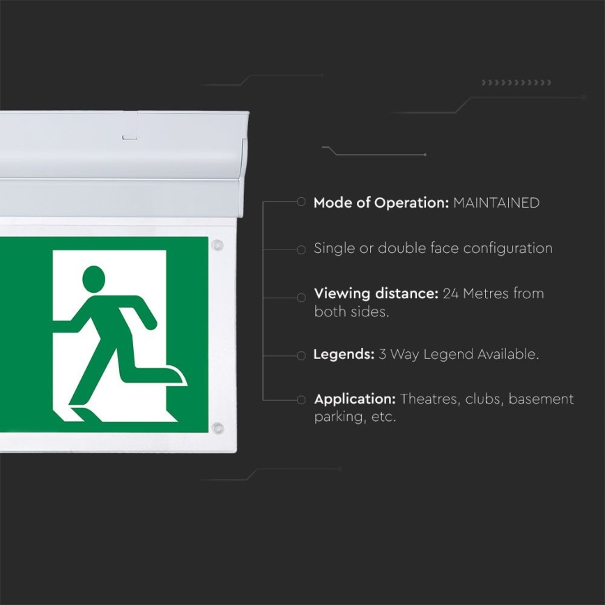 Lumière d'urgence EMERGENCY EXIT SAMSUNG CHIP LED/2W/230V 6000K