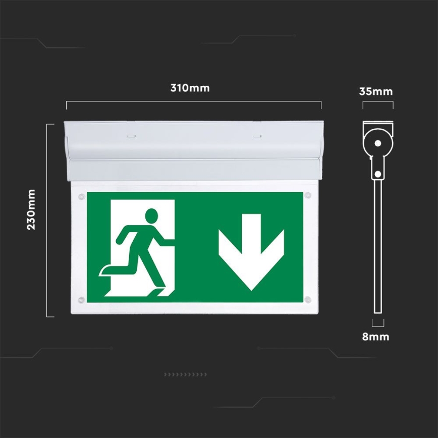 Lumière d'urgence EMERGENCY EXIT SAMSUNG CHIP LED/2W/230V 6000K
