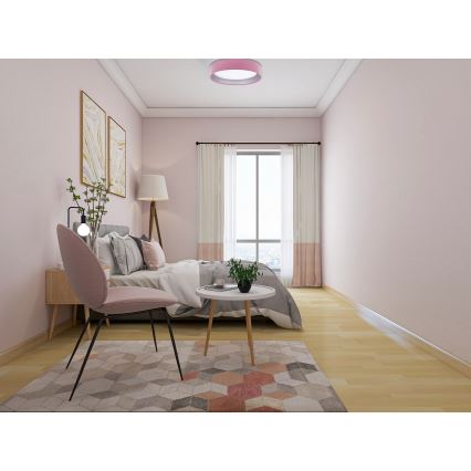 Plafonnier à intensité variable SMART GALAXY LED/36W/230V d. 55 cm 2700-6500K Wi-Fi Tuya rose/argenté + Télécommande
