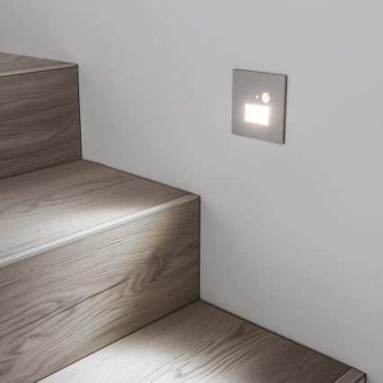 Luminaire d'escalier LED avec capteur de mouvement et capteur crépusculaire LED/1,5W/230V 3000/4000/6000K gris