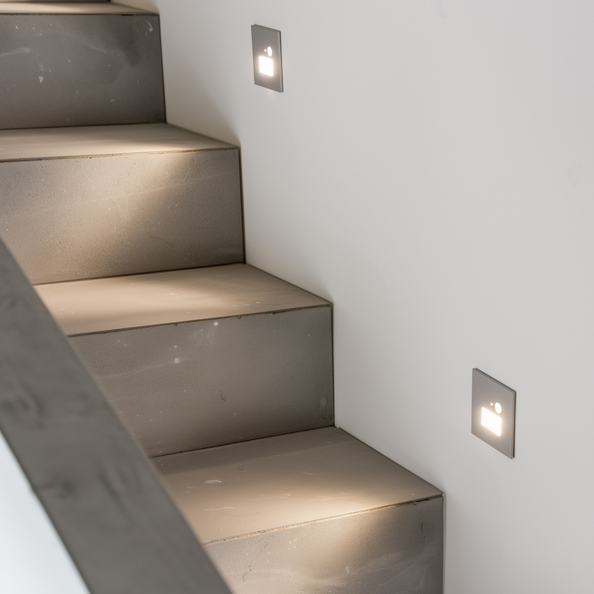 Applique LED pour escalier avec détecteur de mouvement et détecteur crépusculaire LED/1,5W/230V 3000/4000/6500K gris