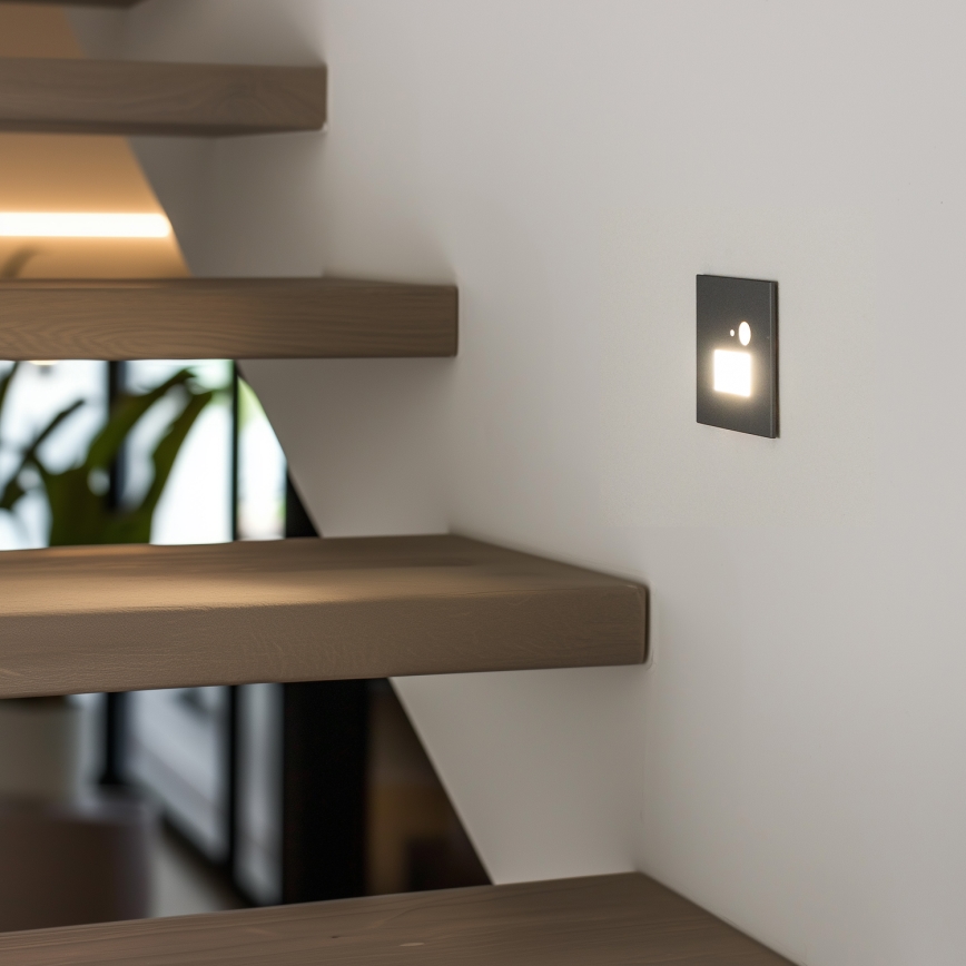Luminaire d'escalier LED avec détecteur de mouvement et détecteur crépusculaire LED/1,5 W/230 V 3000/4000/6500 K argenté