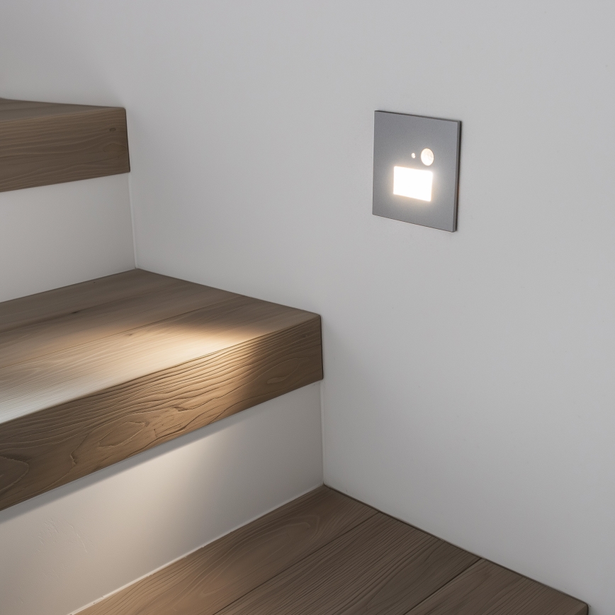 Luminaire d'escalier LED avec détecteur de mouvement et détecteur crépusculaire LED/1,5 W/230 V 3000/4000/6500 K argenté