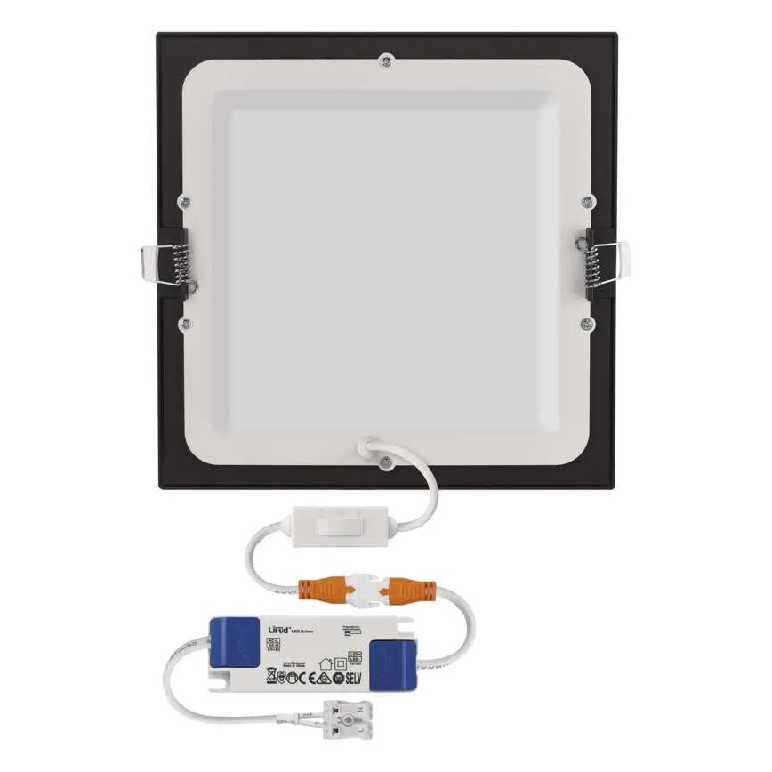 Luminaire encastré LED NEXXO LED/18W/230V 3000/3500/4000K noir 22,5 x 22,5 cm