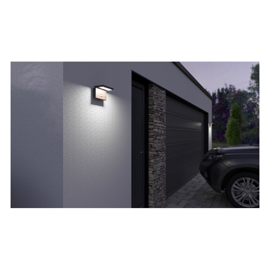 Applique murale extérieure avec détecteur NATURA LED/12W/230V 4000K IP54 marron/anthracite