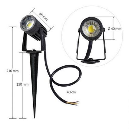 Luminaire extérieur LED/3W/230V 2800K IP67 noir