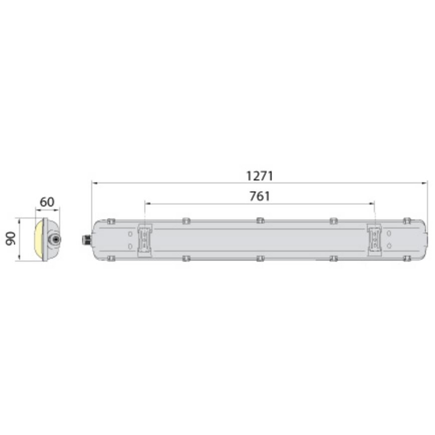 Luminaire fluorescent industriel 2xG13/18W/230V IP65 1270 mm
