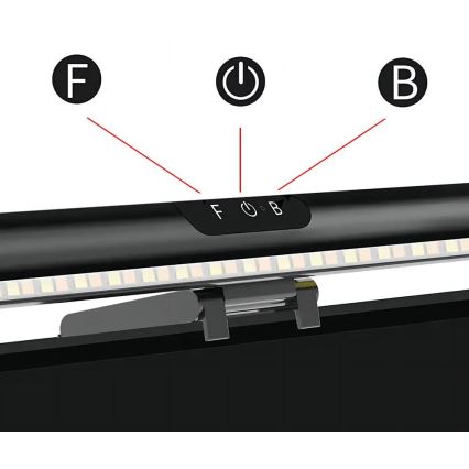 Luminaire LED à intensité variable pour écran tactile LED/5W/5V 3000/4000/5000/6000K 42 cm 42 cm noir