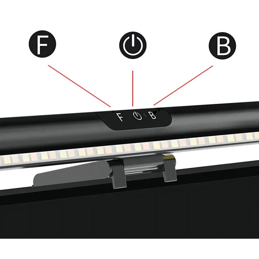 Luminaire LED à intensité variable pour écran tactile LED/5W/5V 3000/4000/5000/6000K 42 cm 42 cm noir