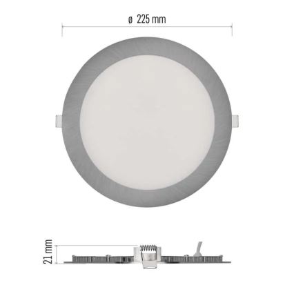 Luminaire LED encastré NEXXO LED/18W/230V 3000/3500/4000K argenté Ø 22,5 cm