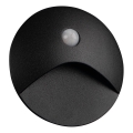 Luminaire LED pour escalier avec détecteur de mouvement et crépusculaire EXIN LED/2,5W/230V 3000K IP65 noir rond