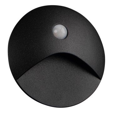 Luminaire LED pour escalier avec détecteur de mouvement et crépusculaire EXIN LED/2,5W/230V 3000K IP65 noir rond