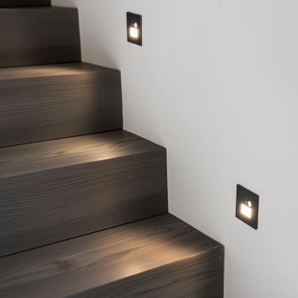 Luminaire d'escalier LED avec détecteur de mouvement et détecteur crépusculaire LED/1,5W/230V 3000/4000/6000K noir