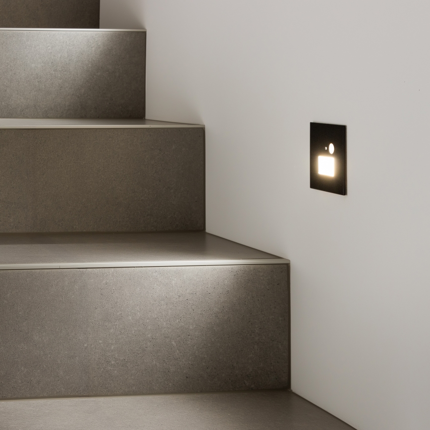 Luminaire d'escalier LED avec détecteur de mouvement et détecteur crépusculaire LED/1,5W/230V 3000/4000/6000K noir