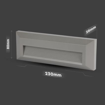 Luminaire LED pour escalier extérieur LED/3W/230V 4000K IP65 gris