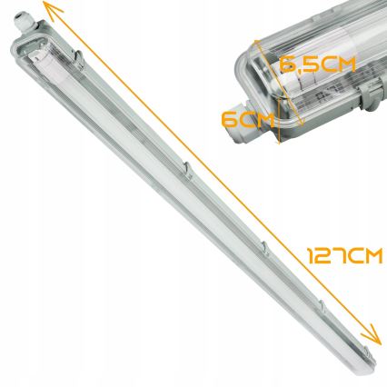 Luminaire LED technique pour tube T8 1x G13, 20 W, 230 V, 4000 K, 120 cm, IP65, blanc