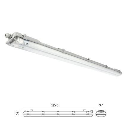 Luminaire LED technique pour tubes T8, 2x G13, 18 W, 230 V, 5000 K, IP65, 127 cm