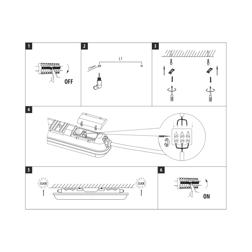 Luminaire technique fluorescent LED/48W/230V 4200K 150 cm IP65