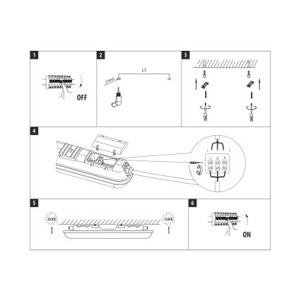 Luminaire tubulaire LED technique 18 W, 230 V, 4200 K, 60 cm, IP65