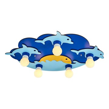 Luminaires de plafond pour enfants LUCCA 5xE27/24W/230V bleu
