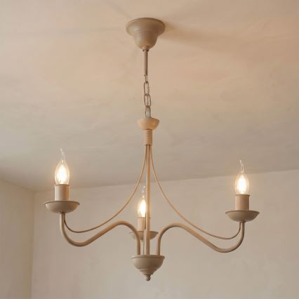 Lustre à chaîne ANTON 3xE14/60W/230V beige