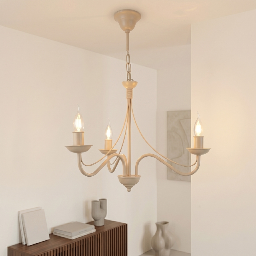 Lustre à chaîne ANTON 3xE14/60W/230V beige