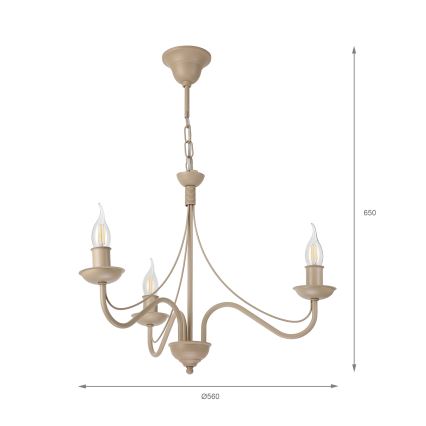 Lustre à chaîne ANTON 3xE14/60W/230V beige