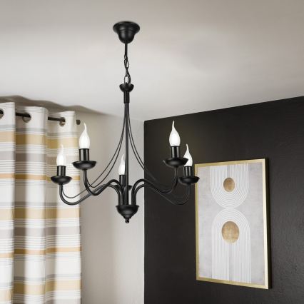 Lustre à chaîne ANTON 5xE14/15W/230V noir