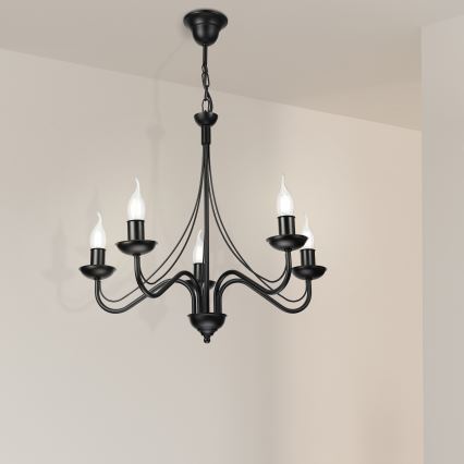 Lustre à chaîne ANTON 5xE14/15W/230V noir