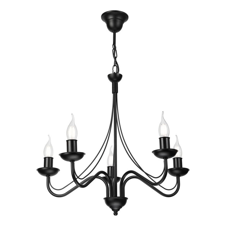 Lustre à chaîne ANTON 5xE14/15W/230V noir