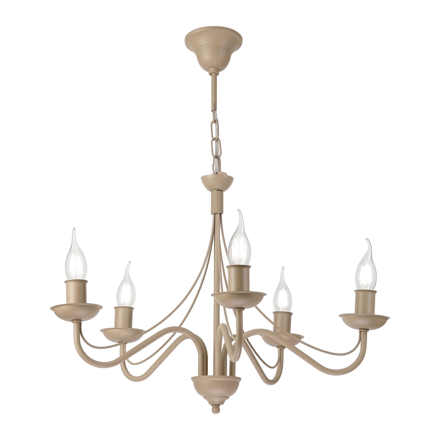 Lustre à chaîne ANTON 5xE14/60W/230V beige