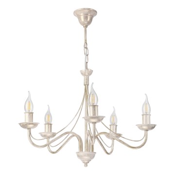 Lustre à chaîne ANTON 5xE14/60W/230V, patine blanche