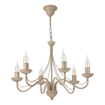 Lustre à chaîne ANTON 6xE14/60W/230V beige