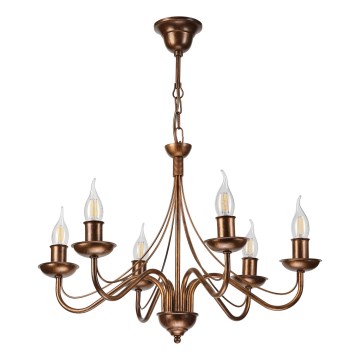 Lustre à chaîne ANTON 6xE14/60W/230V, finition bronze