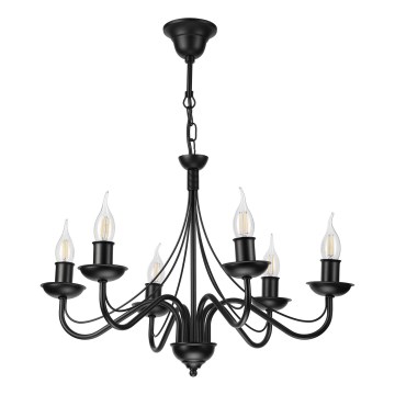 Lustre à chaîne ANTON 6xE14/60W/230V noir