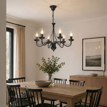 Lustre à chaîne ANTON 6xE14/60W/230V noir