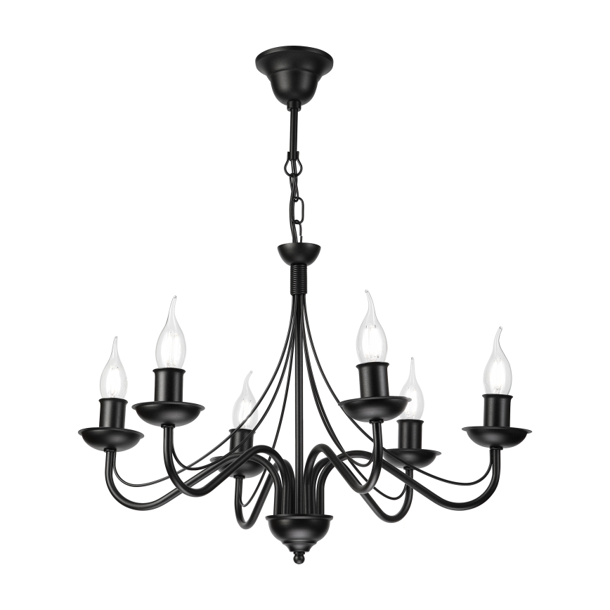Lustre à chaîne ANTON 6xE14/60W/230V noir