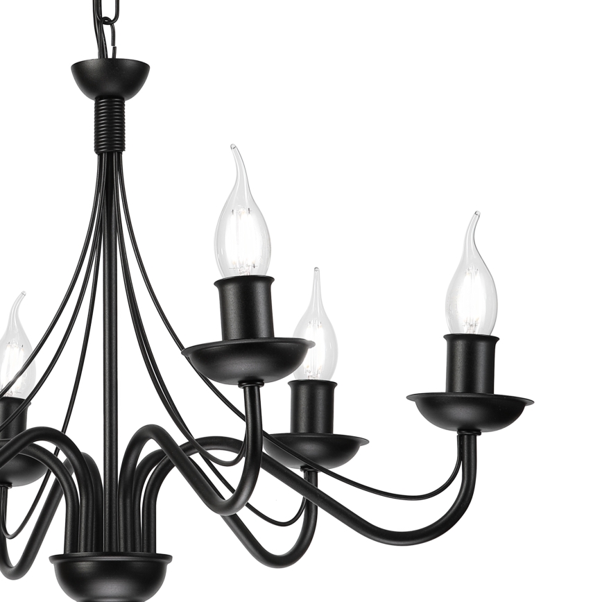 Lustre à chaîne ANTON 6xE14/60W/230V noir