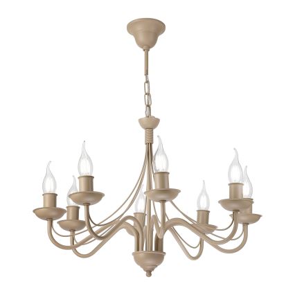 Lustre à chaîne ANTON 8xE14/60W/230V beige