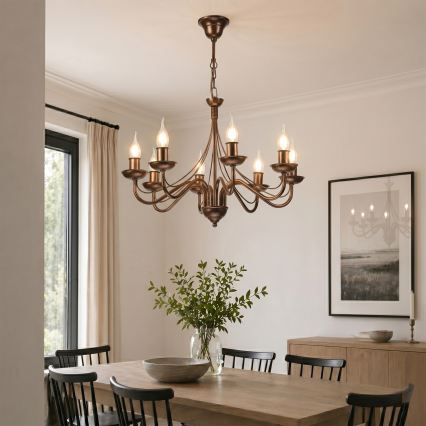 Lustre à chaîne ANTON 8xE14/60W/230V bronze